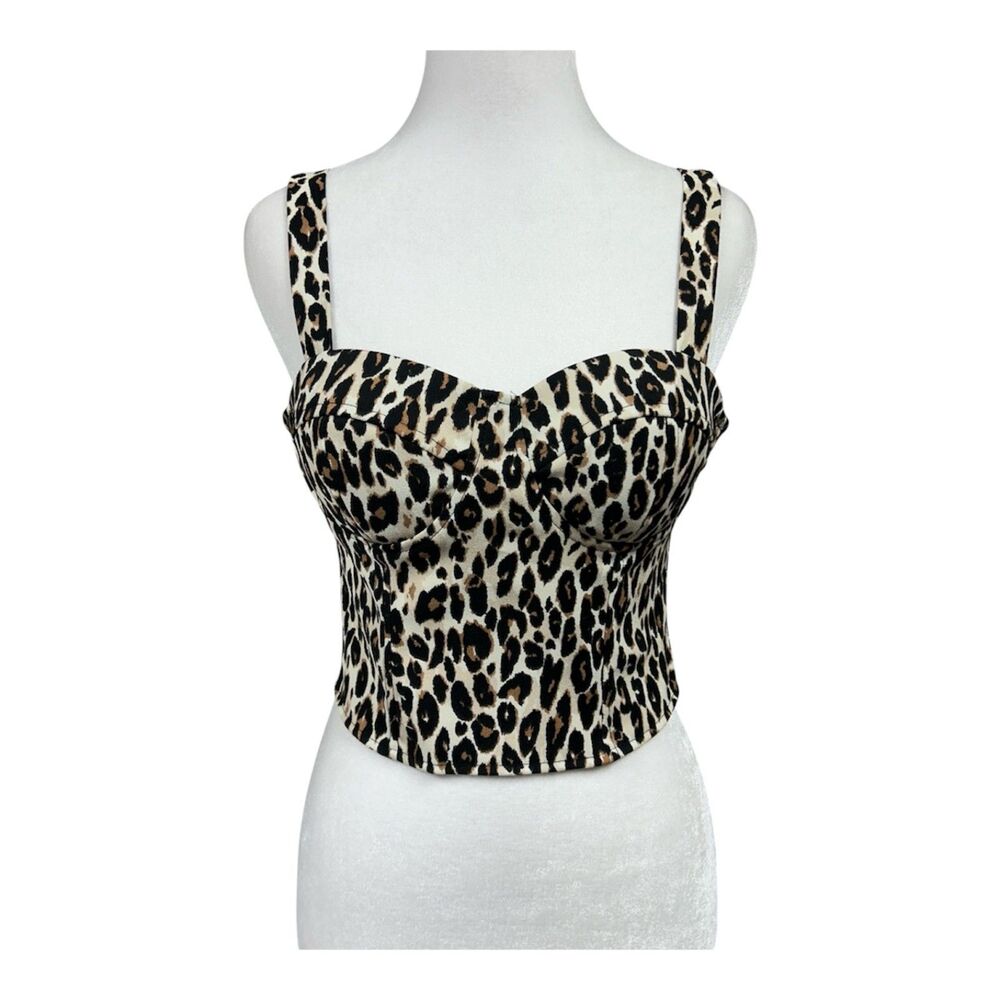 NEW Wet Seal Crop Corset Leopard Print Y2K Top Sz S
